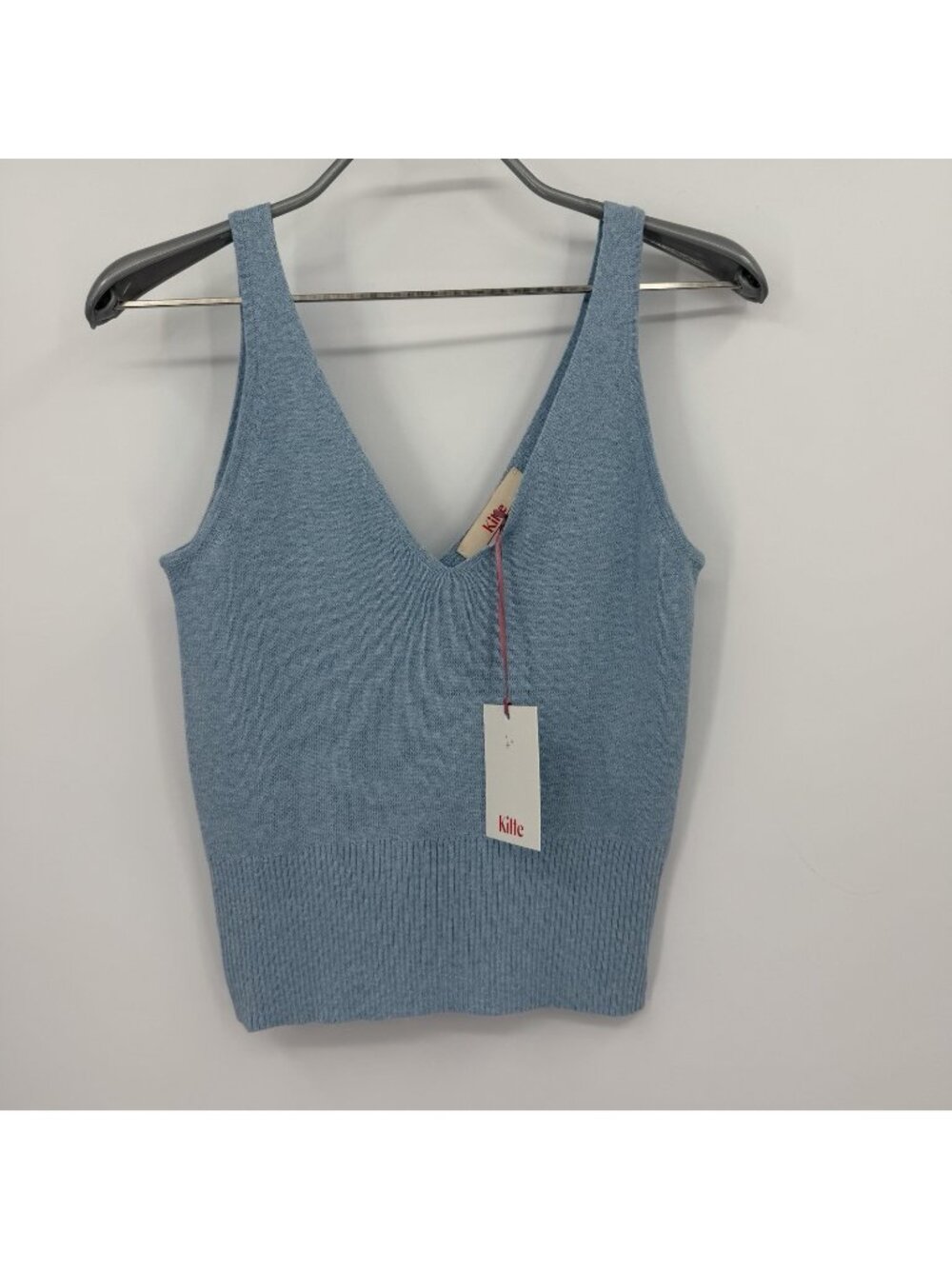 Kilte Collection Rei Tank in Light Blue Cotton-Cashmere size 0/XS V-Neck Top
